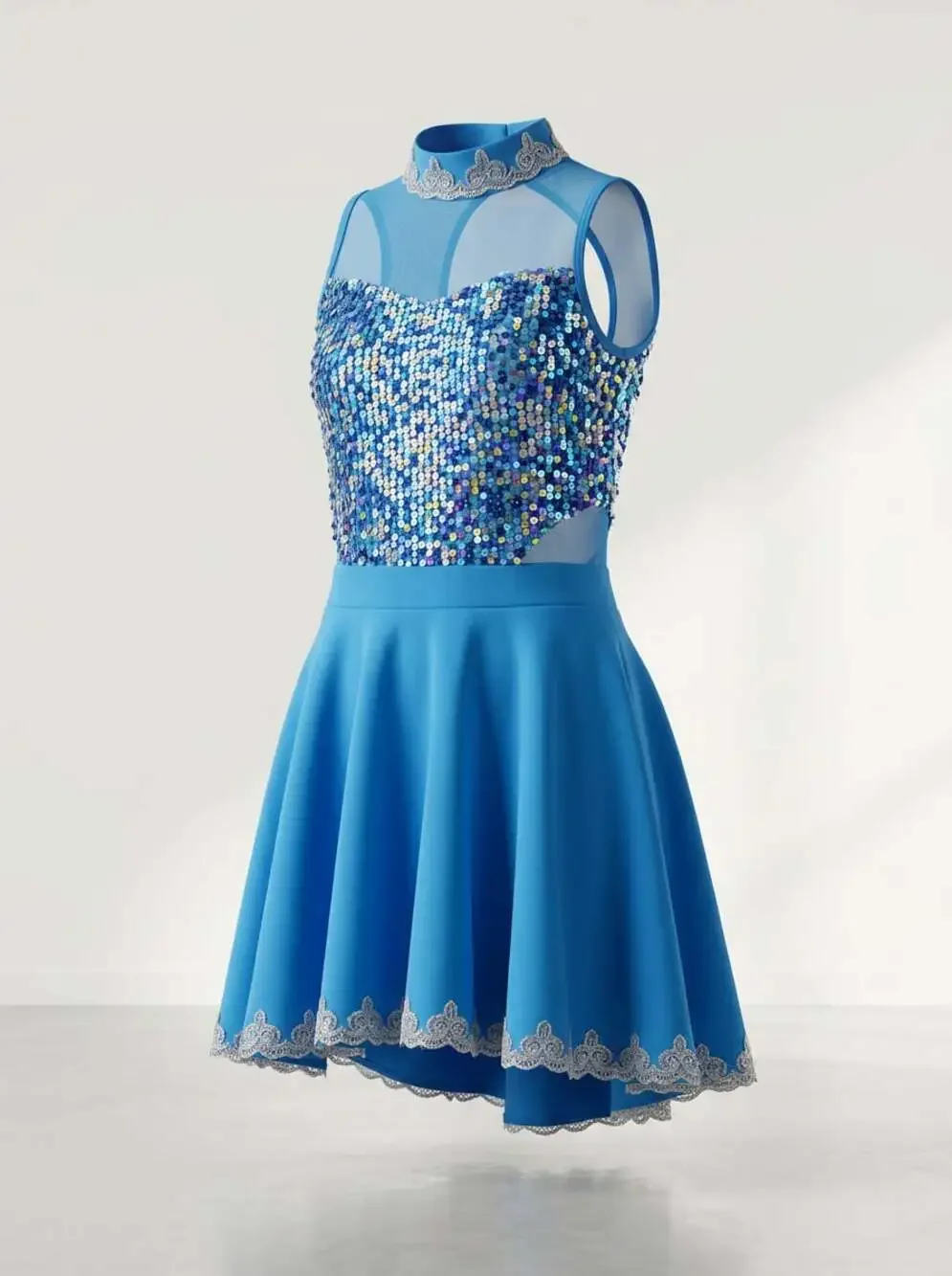 Weissman Blue Sequin Lyrical Dance Costume Dress Size XLC